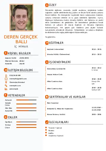 İç Mimar Cv Örnekleri cv indir